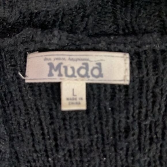 MUDD Border Print Draped Cardigan Black & White size Large - Picture 7 of 7